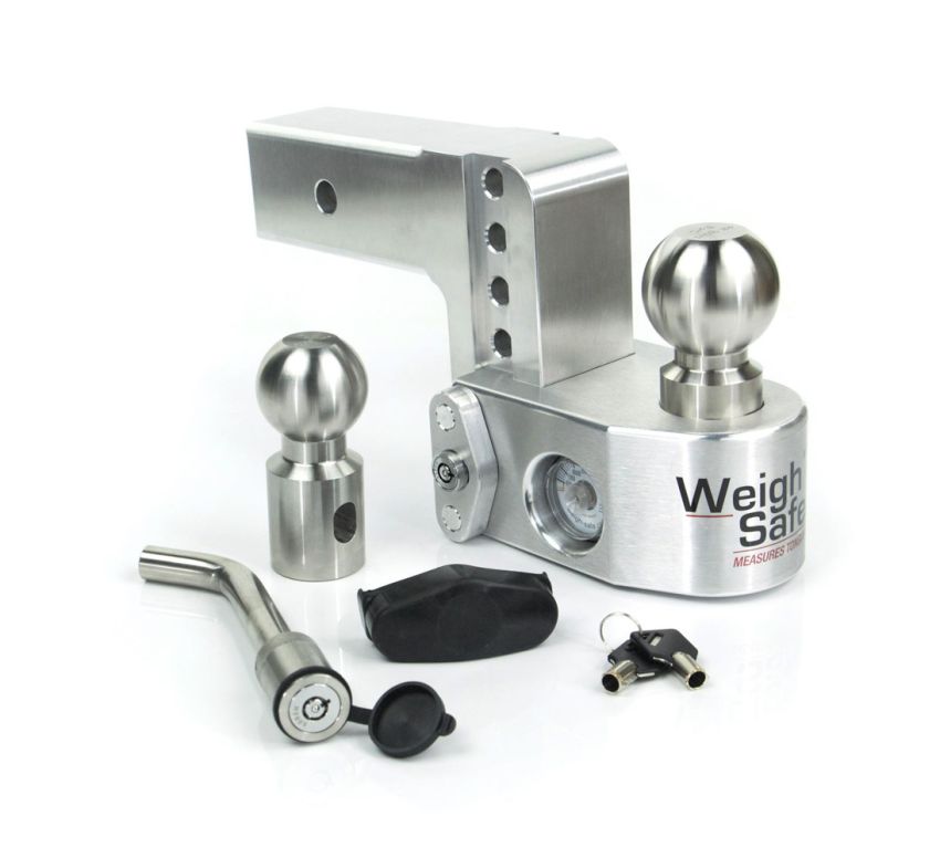 Weigh Safe WS4-2.5-KA 4in Drop Hitch w/Built-in Scale & 2.5in Shank (10K/18.5K GTWR) w/WS05 - Aluminum