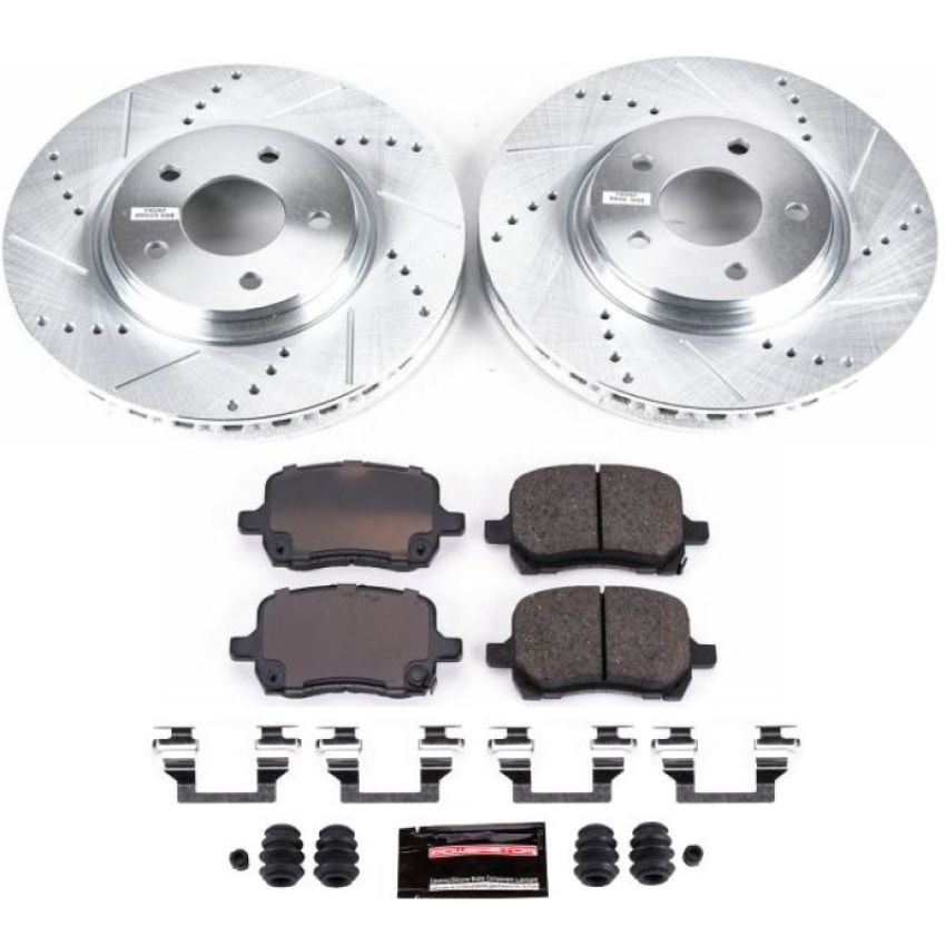 PowerStop K1610 Z23 Daily Driver Carbon-Fiber Ceramic Brake Pad and Drilled & Slotted Rotor Kit