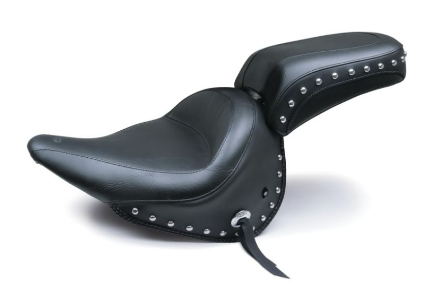 Mustang Motorcycle 76235 Mustang 05-17 Harley Deluxe (With Standard Rack) Wide Touring Passenger Seat w/Studs - Black