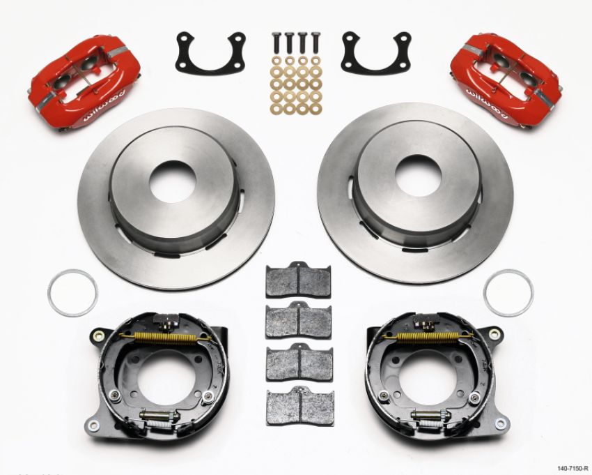 Wilwood 140-7150-R Forged Dynalite P/S Park Brake Kit Red Big Ford New 2.50in Offset Currie Blank