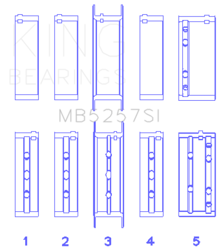King Engine Bearings MB5257SISTDX General Motors 379/V8 Ohv (Size STDX) Main Bearing Set