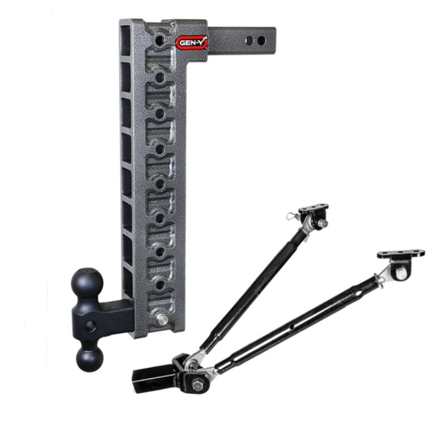 GEN-Y Hitch GH-319 Gen-Y Mega Duty 2in Shank 20in Drop 1.5K TW 10K Hitch w/GH-031 Dual-Ball/GH-0100 Stabilizer Kit