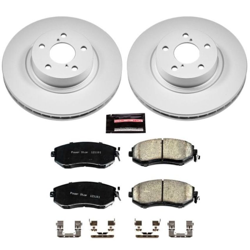 PowerStop CRK6111 Genuine Geomet Coated Rotor and Low-Dust Ceramic Brake Pad Kit