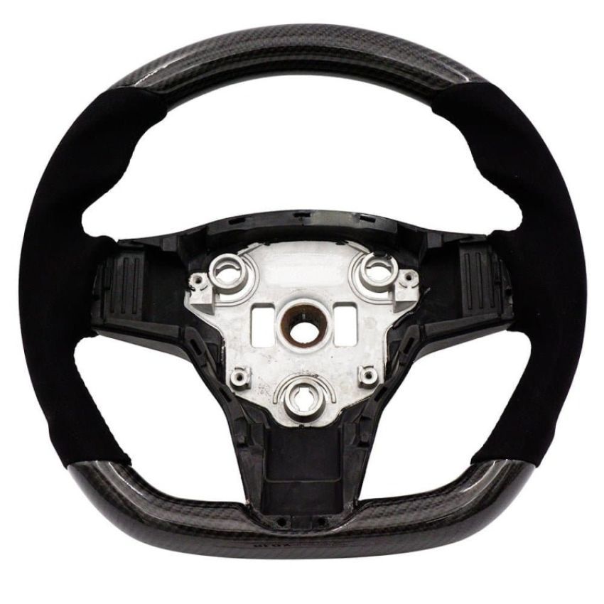 BLOX Racing BXSW-60010-R Tesla Model 3 and Y Carbon/Alcantara Steering Wheel Red Stitching
