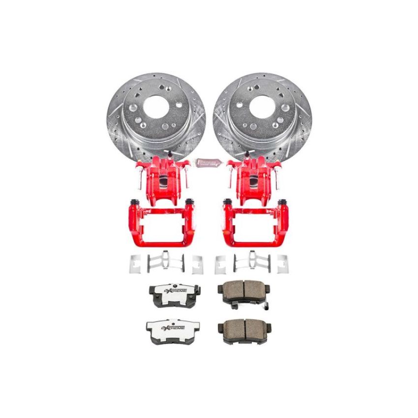 PowerStop KC2383-26 Z26 Street Performance Ceramic Brake Pad, Drilled Slotted Rotor, and Caliper Kit