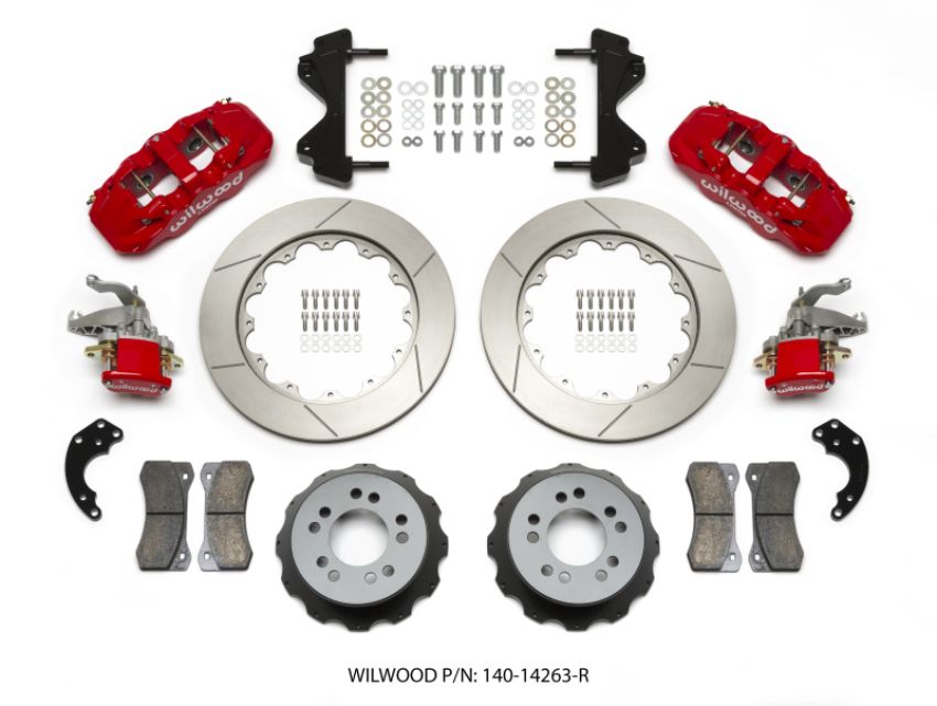 Wilwood 140-14263-R AERO4 / MC4 Rear Kit 14.00 Red Currie Pro-Tour Unit Bearing Floater