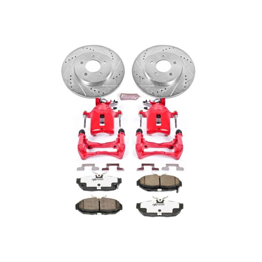 PowerStop KC4749-26 Z26 Street Performance Ceramic Brake Pad, Drilled Slotted Rotor, and Caliper Kit