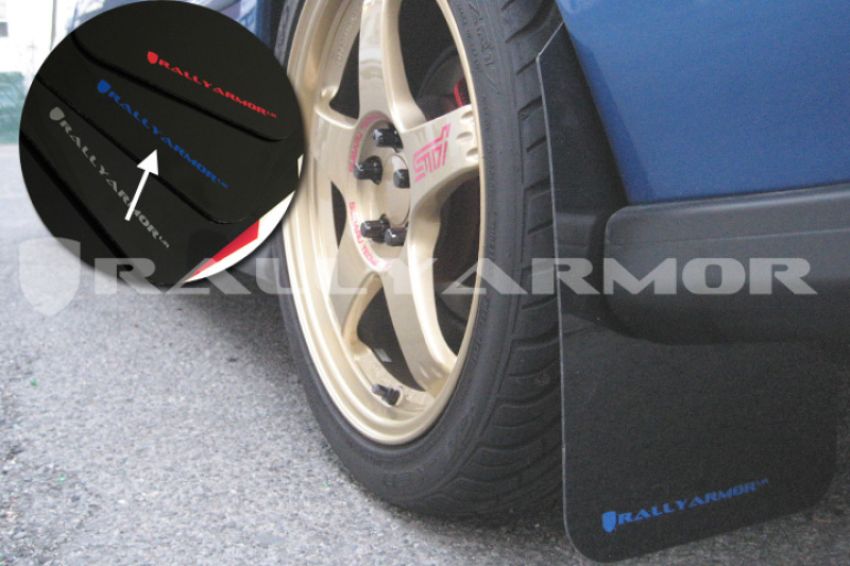 Rally Armor MF2-UR-BLK/BL Black Mud Flap/Blue Logo