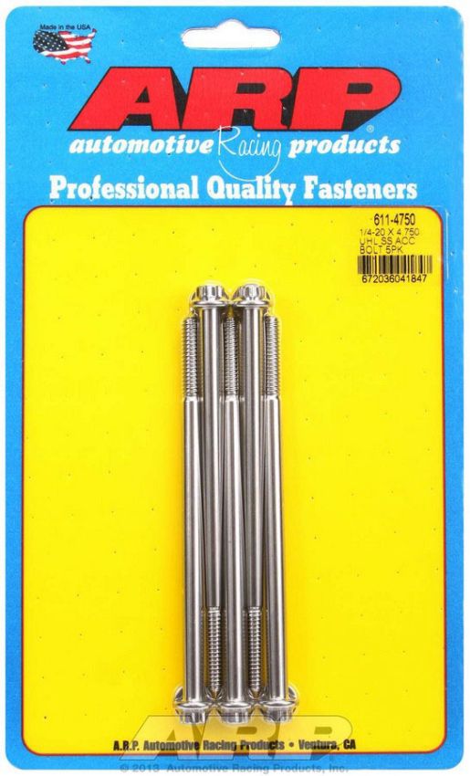 ARP ARP611-4750 S/S Bolt Kit - 12pt. (5) 1/4-20 x 4.750