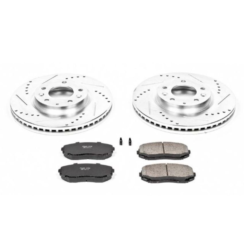 PowerStop K4676 Z23 Daily Driver Carbon-Fiber Ceramic Brake Pad and Drilled & Slotted Rotor Kit
