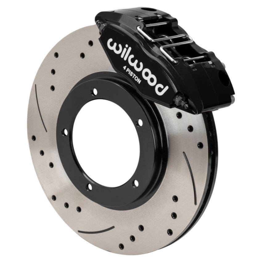 Wilwood 140-16946-D 69-74 Porsche 911 Front Powerlite Brake Kit 3in MT Drilled & Slotted - Black
