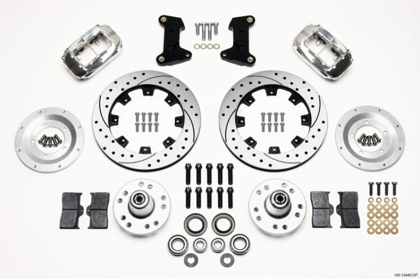 Wilwood 140-10440-DP Forged Dynalite Front Kit 12.19in Drilled Polished 74-80 Pinto/Mustang II Disc Spindle only