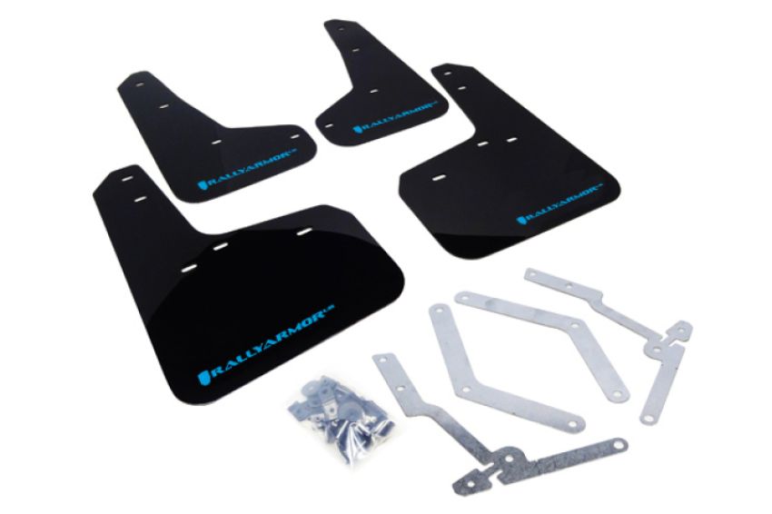 Rally Armor MF27-UR-BLK/NB Black Mud Flap/Light Blue Logo