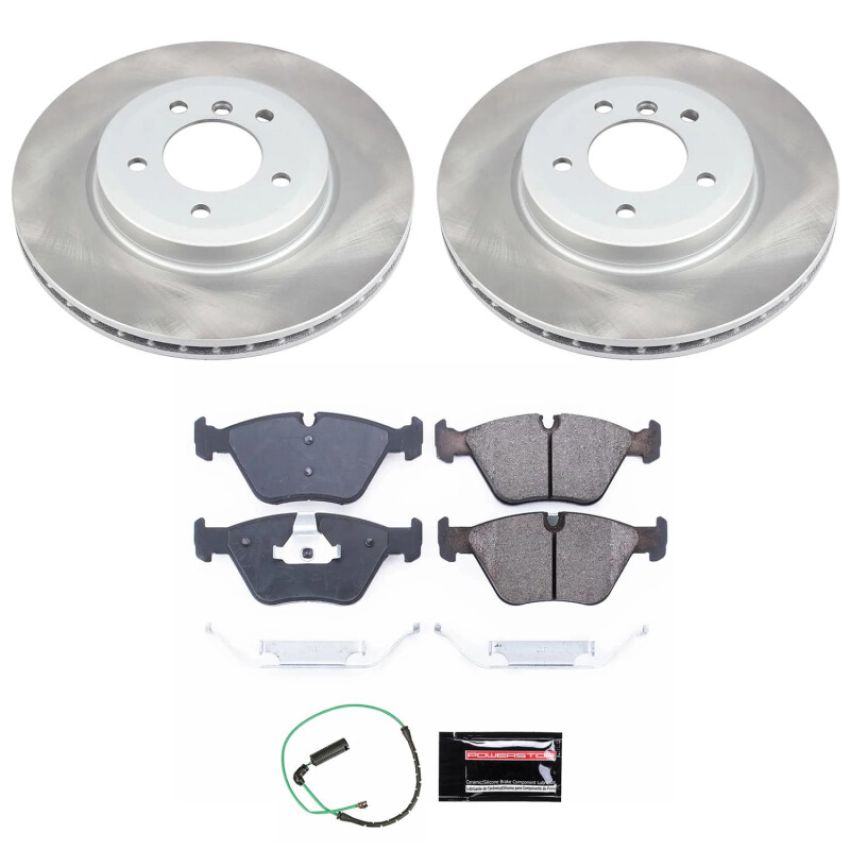 PowerStop SC933 Semi-Coated Rotor and Low-Dust Ceramic Brake Pad Kit