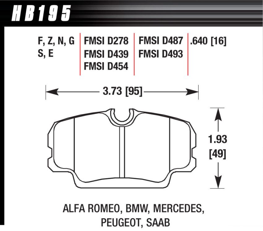 Hawk Performance HB195G.640 DTC-60 Disc Brake Pad