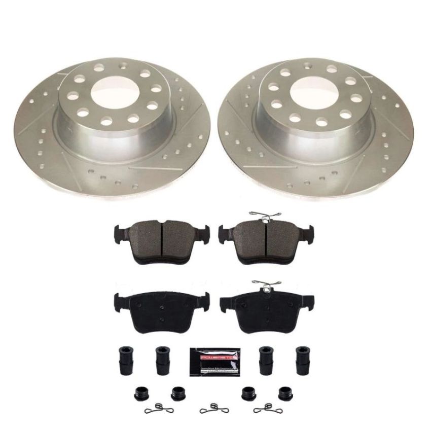 PowerStop K8337 Z23 Daily Driver Carbon-Fiber Ceramic Brake Pad and Drilled & Slotted Rotor Kit
