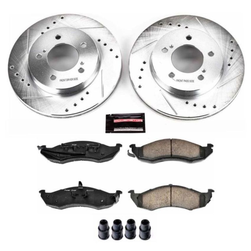 PowerStop K1823 Z23 Daily Driver Carbon-Fiber Ceramic Brake Pad and Drilled & Slotted Rotor Kit