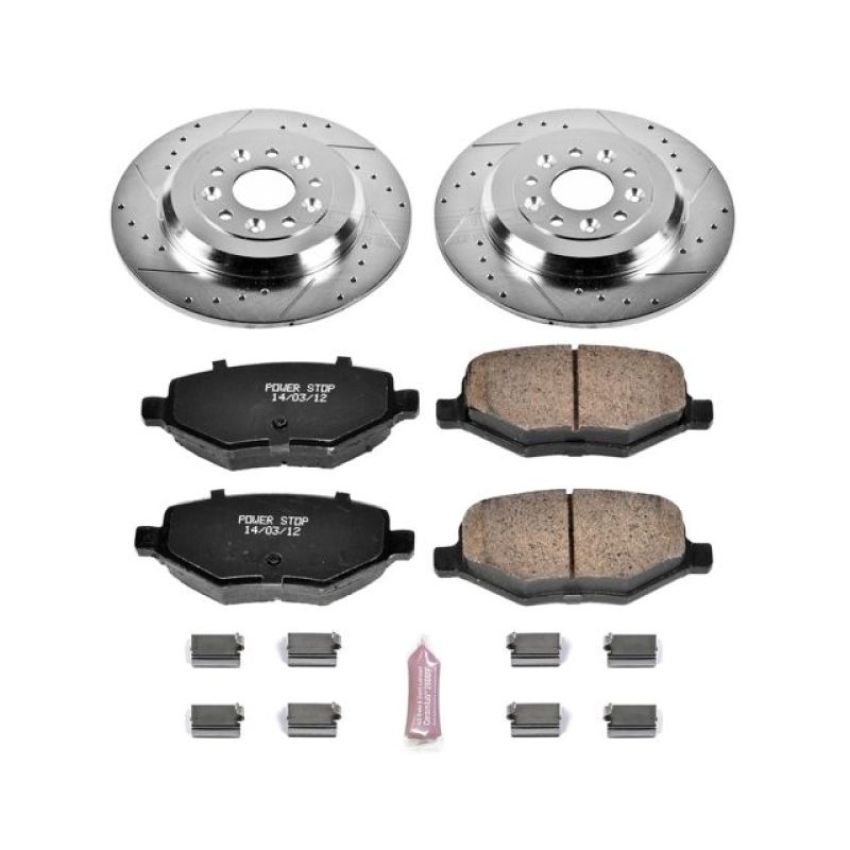 PowerStop K4744 Z23 Daily Driver Carbon-Fiber Ceramic Brake Pad and Drilled & Slotted Rotor Kit