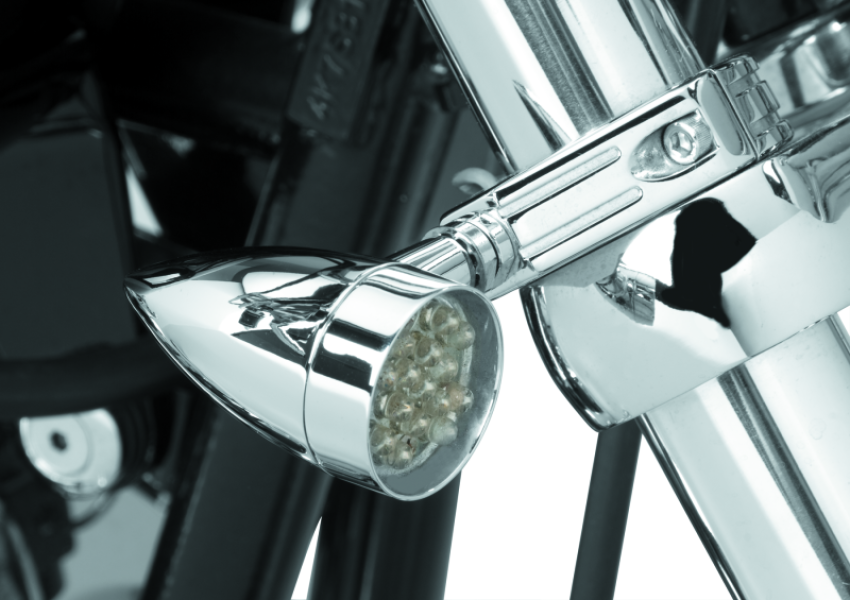Bikers Choice 482422 Chrome Mini LED Turn Signals W/ 41 MM Clamp Universal Custom Pr