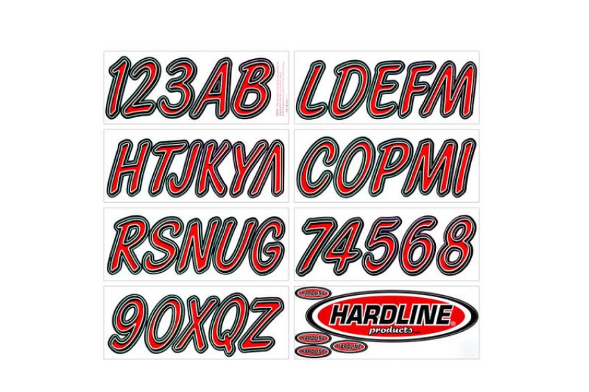 Hardline REBKG400 Boat Lettering Registration Kit 3 in. - 400 Red/Black
