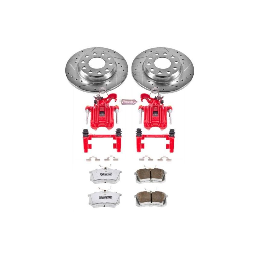 PowerStop KC3109-26 Z26 Street Performance Ceramic Brake Pad, Drilled Slotted Rotor, and Caliper Kit