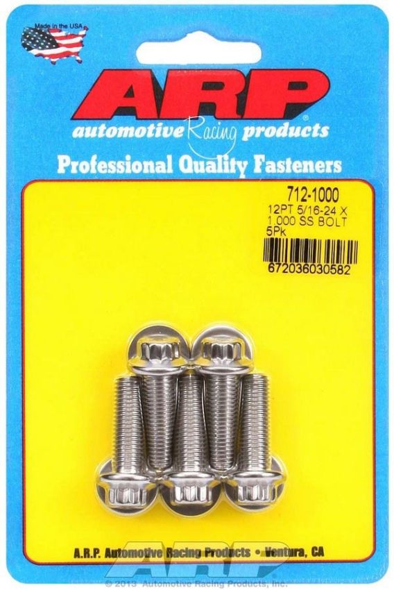 ARP ARP712-1000 S/S Bolt Kit - 12pt. (5) 5/16-24 x 1.000