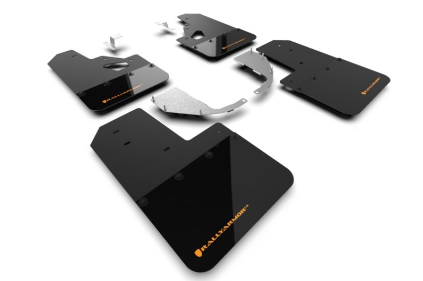 Rally Armor MF85-RR-ST-COR Black Mud Flap/Cy Orange Logo
