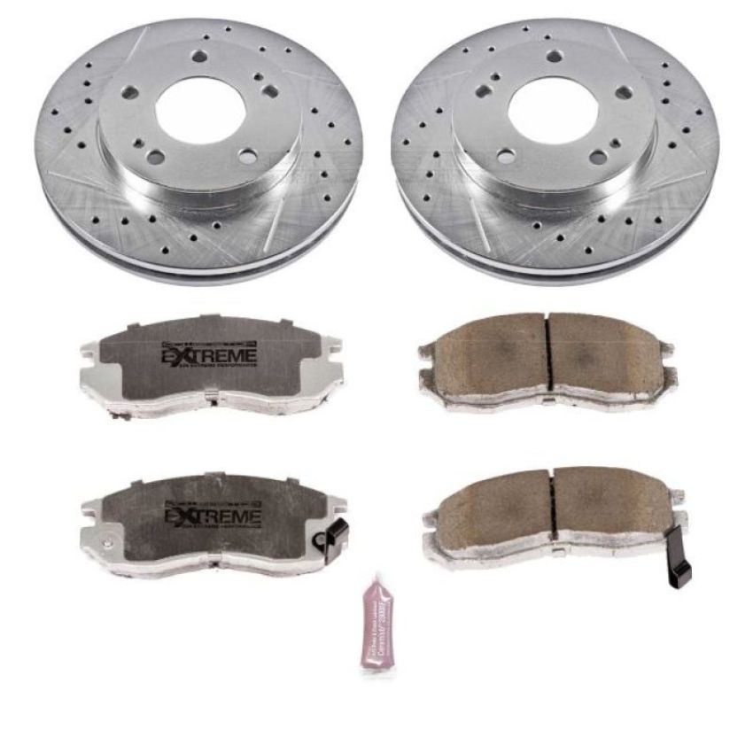 PowerStop K681-26 Z26 Street Performance Ceramic Brake Pad and Drilled & Slotted Rotor Kit