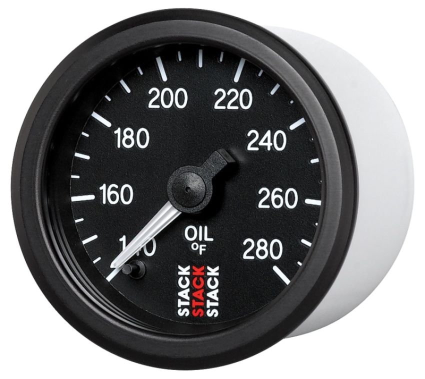AutoMeter ST3310 Stack 52mm 140-280 Deg F 1/8in NPTF Male Pro Stepper Motor Oil Temp Gauge - Black
