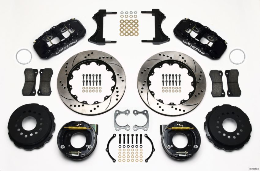 Wilwood 140-10949-D AERO4 Rear P-Brake Kit 14.00in Drilled Small Ford 2.50in Offset