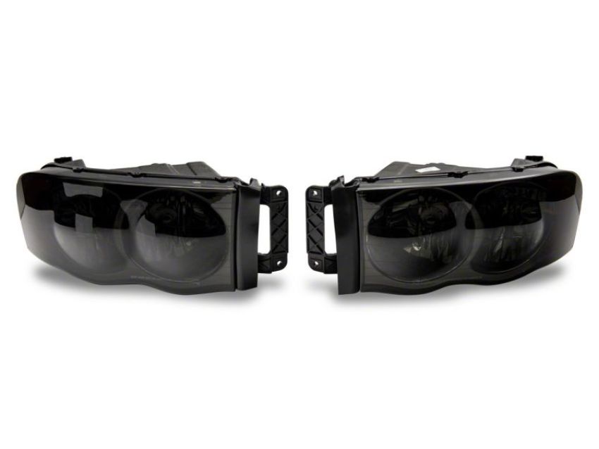 Raxiom R118009 02-05 Dodge RAM 1500 Axial Series OEM Style Rep Headlights- Chrome Housing- Smoked Lens