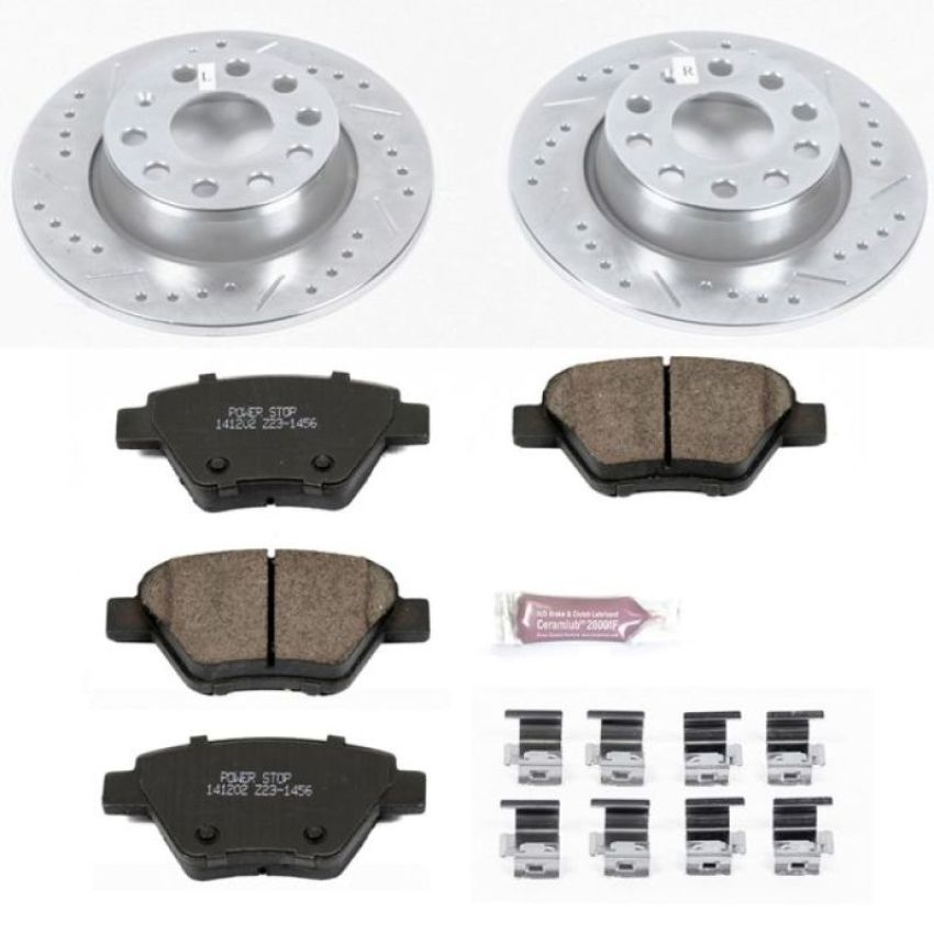 PowerStop K5667 Z23 Daily Driver Carbon-Fiber Ceramic Brake Pad and Drilled & Slotted Rotor Kit