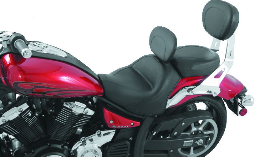 Mustang Motorcycle 79661 Mustang 11-17 Yamaha Stryker Standard Touring 2PC Seat w/Driver Backrest - Black