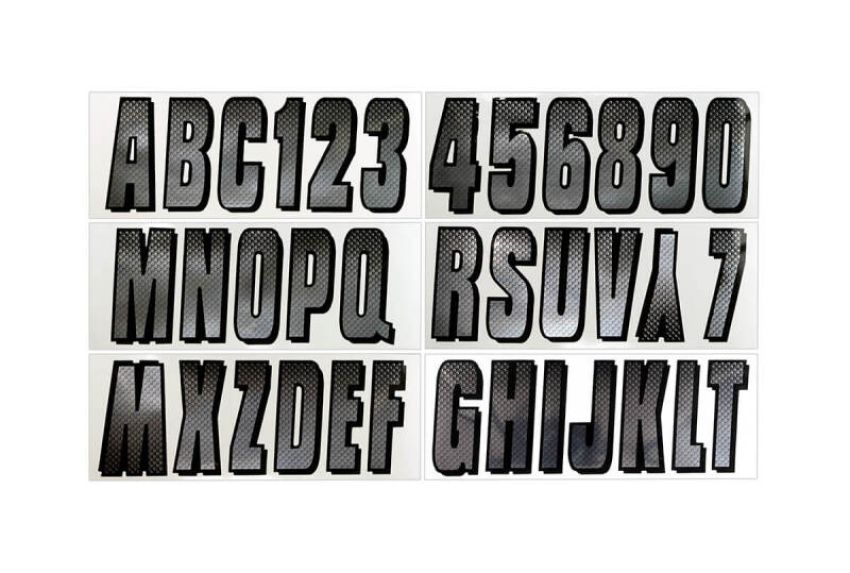 Hardline CHBKG300 Boat Lettering Registration Kit 3 in. - 300 Chrome/Black