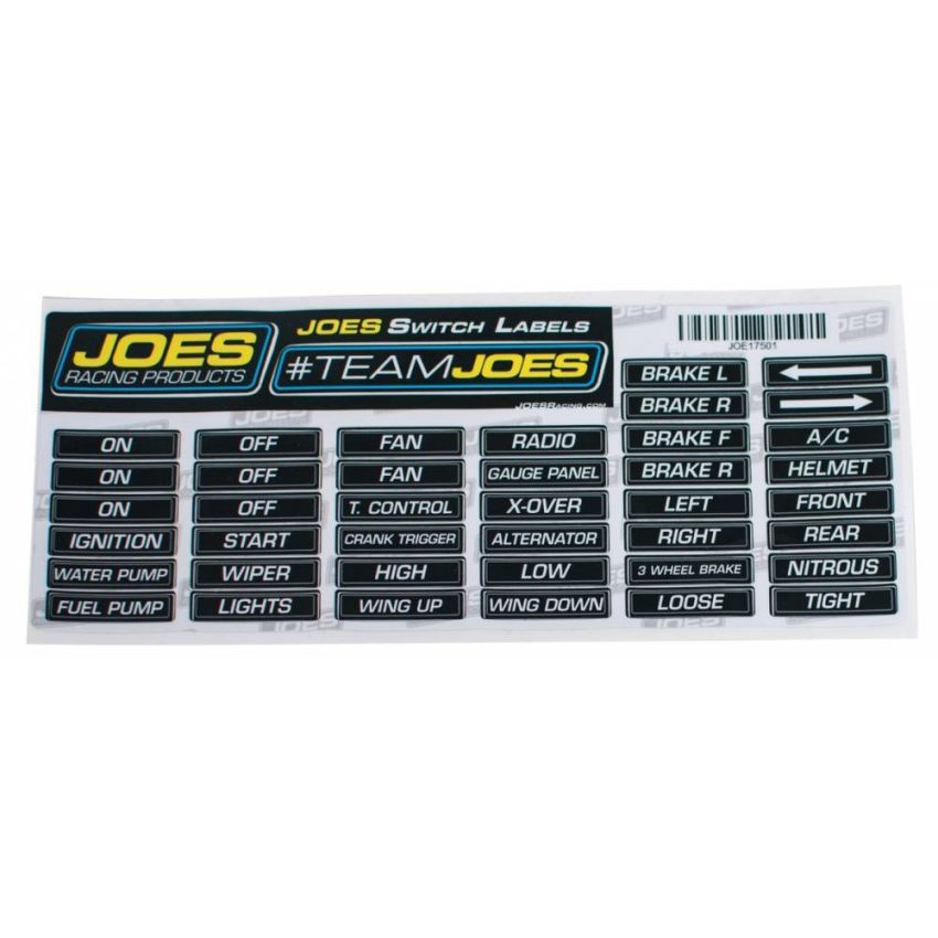 JOES RACING PRODUCTS JOE17501 JOES Switch Panel Labels