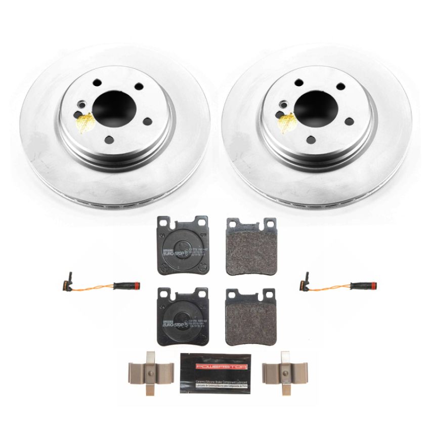 PowerStop ESK6226 Genuine Geomet Coated Rotors, ECE-R90 Brake Pads + Hardware Kit