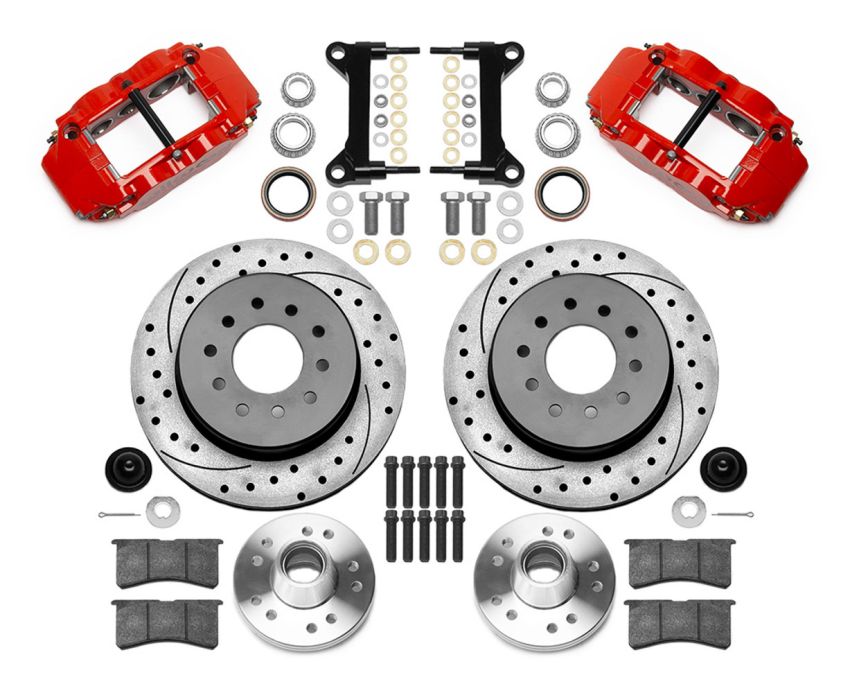Wilwood 140-15948-DR Forged Narrow Superlite 6R Front Big Brake Kit 12.19in Drilled Rotors 88-98 C1500 - Red