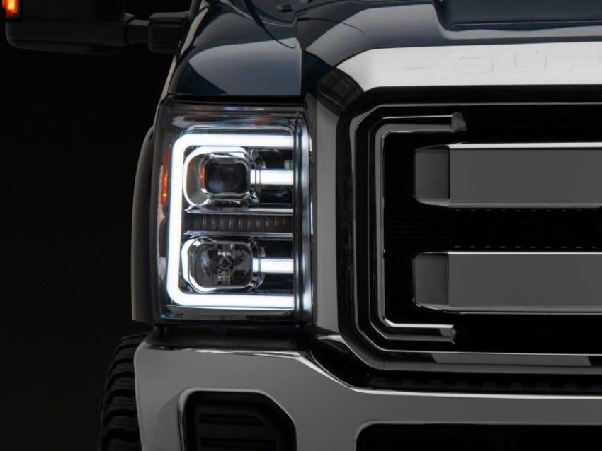 Raxiom SD3621 11-16 Ford F-250 Super Duty LED Projector Headlights - Chrome Housing (Clear Lens)