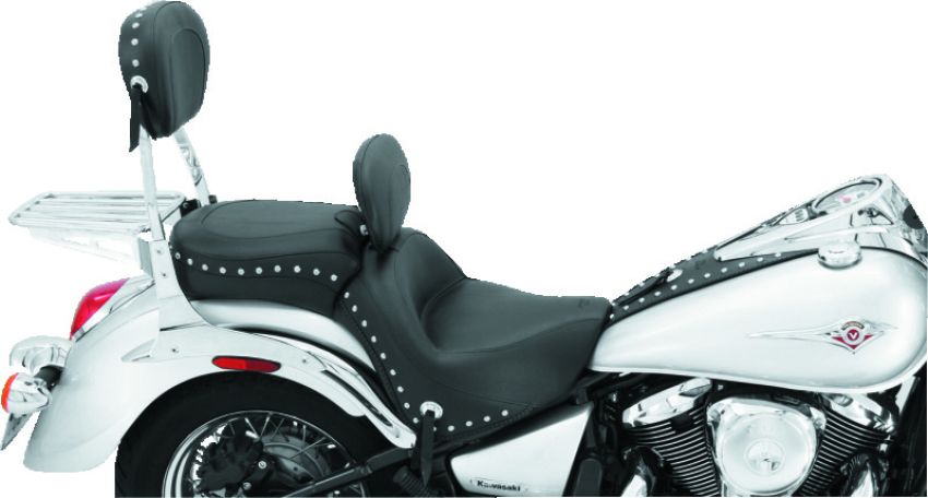 Mustang Motorcycle 79416 Mustang 06-21 Kawasaki Vulcan 900 Classic, Custom Touring 1PC Seat w/Driver Backrest Studs - Black