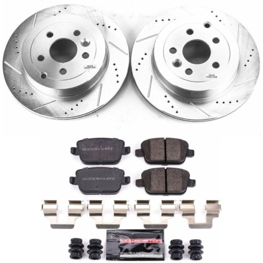 PowerStop K5653 Z23 Daily Driver Carbon-Fiber Ceramic Brake Pad and Drilled & Slotted Rotor Kit