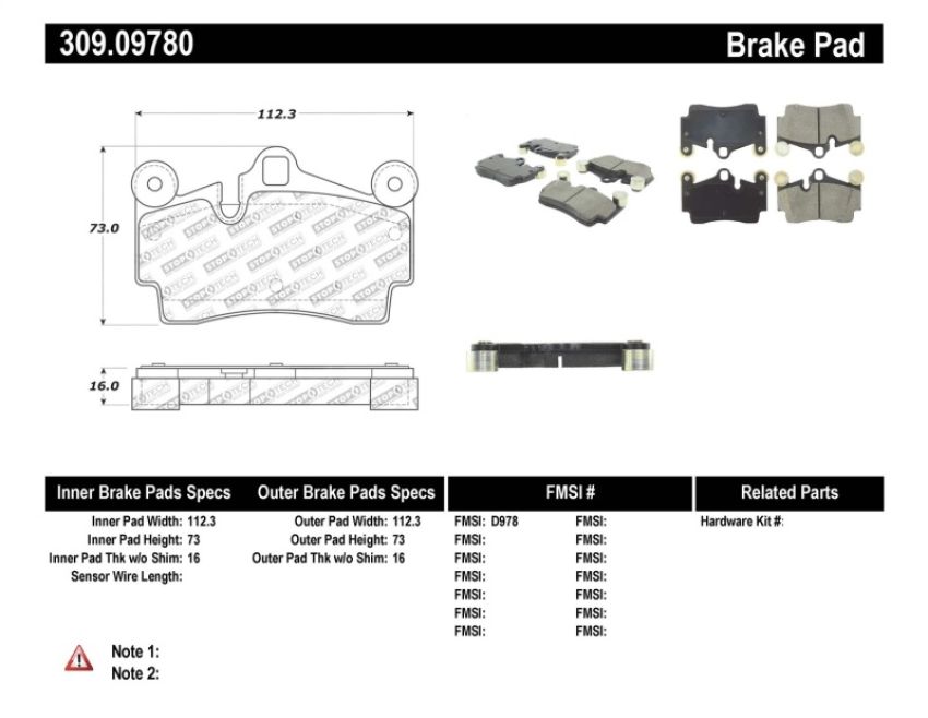 Stoptech 309.09780 Performance Brake Pads