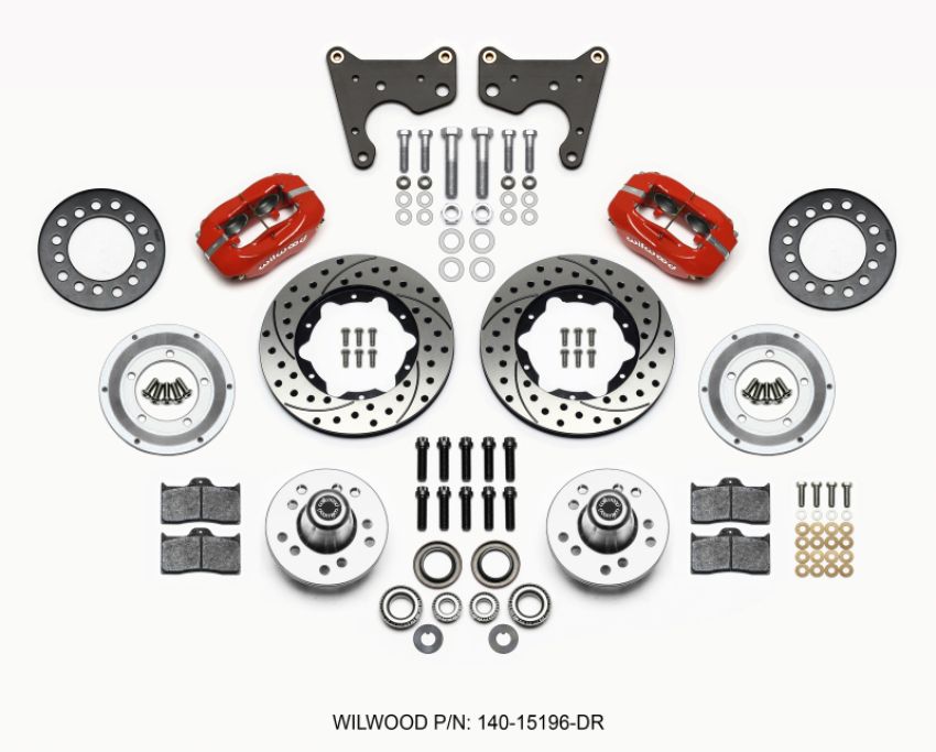 Wilwood 140-15196-DR Forged Dynalite Front Kit 11.00in Dril Red 65-72 CDP C Body -Drum