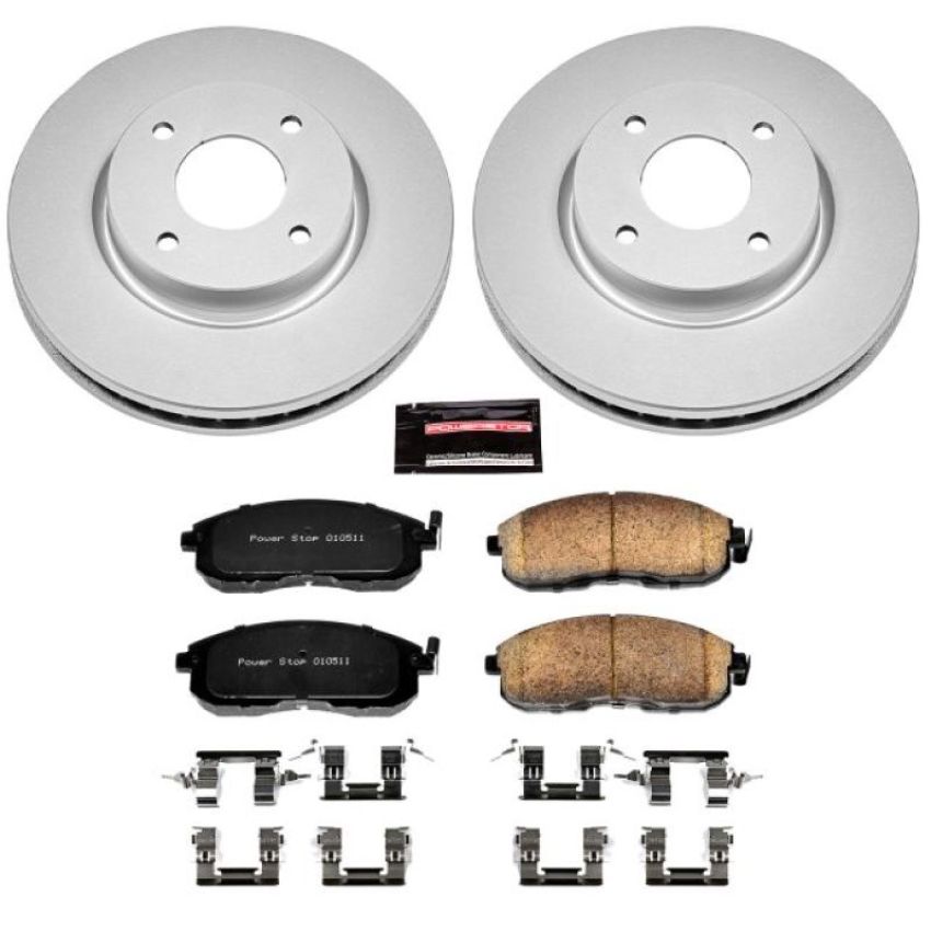PowerStop CRK5817 Genuine Geomet Coated Rotor and Low-Dust Ceramic Brake Pad Kit