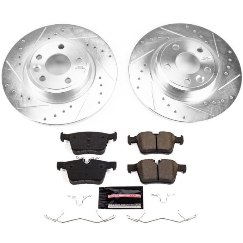 PowerStop K8109 Z23 Daily Driver Carbon-Fiber Ceramic Brake Pad and Drilled & Slotted Rotor Kit