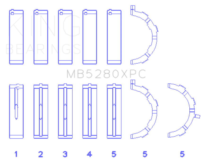 King Ford 4.6L/5.4L V8 SOHC (Size STD) Performance Coated Main Bearing Set
