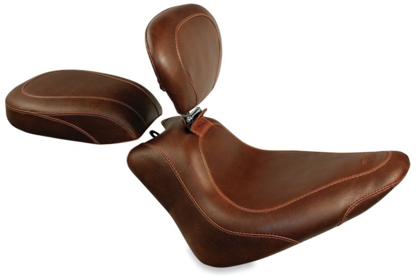 Mustang Motorcycle 76765 Mustang 11-13 Harley Blackline, 12-17 Slim/Slim S Tripper Passenger Seat - Distressed Brown