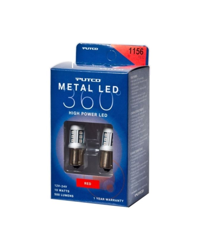 Putco 341156R-360 1156 - Red Metal 360 LED