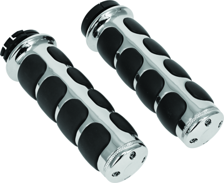 Kuryakyn 6205 Premium ISO Grips Without Throttle Boss Dual Cable Chrome