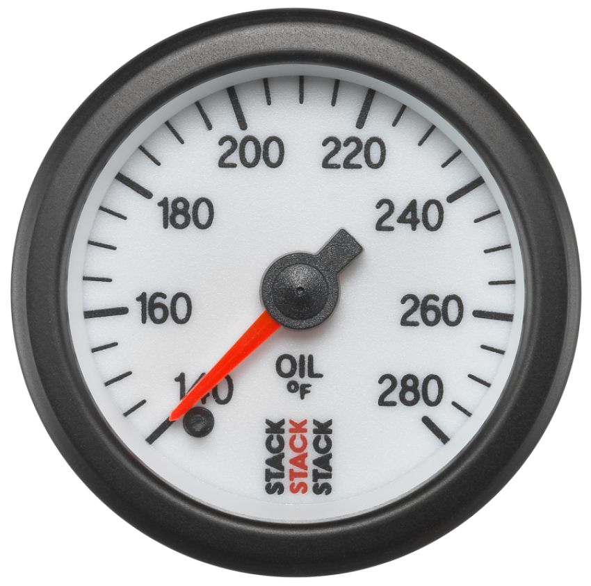 AutoMeter ST3360 Stack 52mm 140-280 Deg F 1/8in NPTF Male Pro Stepper Motor Oil Temp Gauge - White