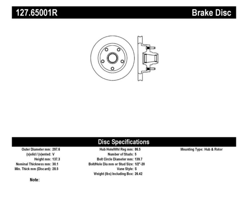 Stoptech 127.65001R Slotted & Drilled Sport Brake Rotor